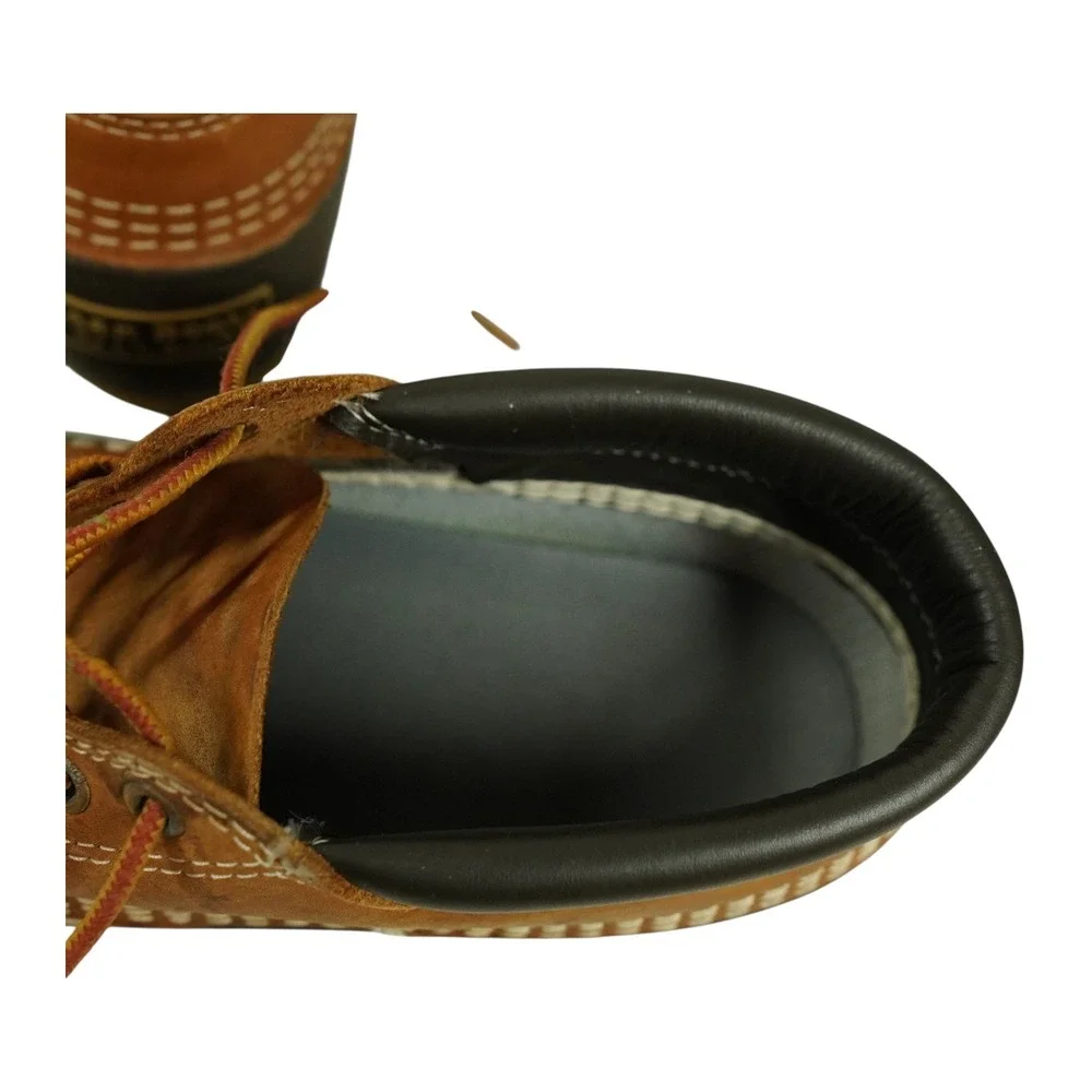 VTG LL Bean Duck Moc Boots Mens 12 M Black Tan Unlined Maine Hunting USA Shoes